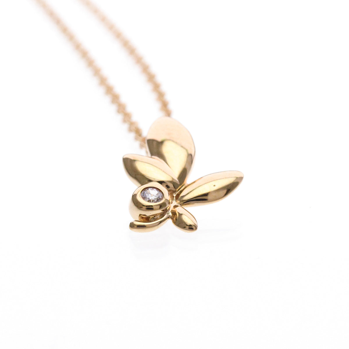 Tiffany & Co. Paloma Picasso Olive Leaf Pendant 18K Rose Gold With Diamond Gold Pink_Gold Necklace Jewelry (Pre-Owned)