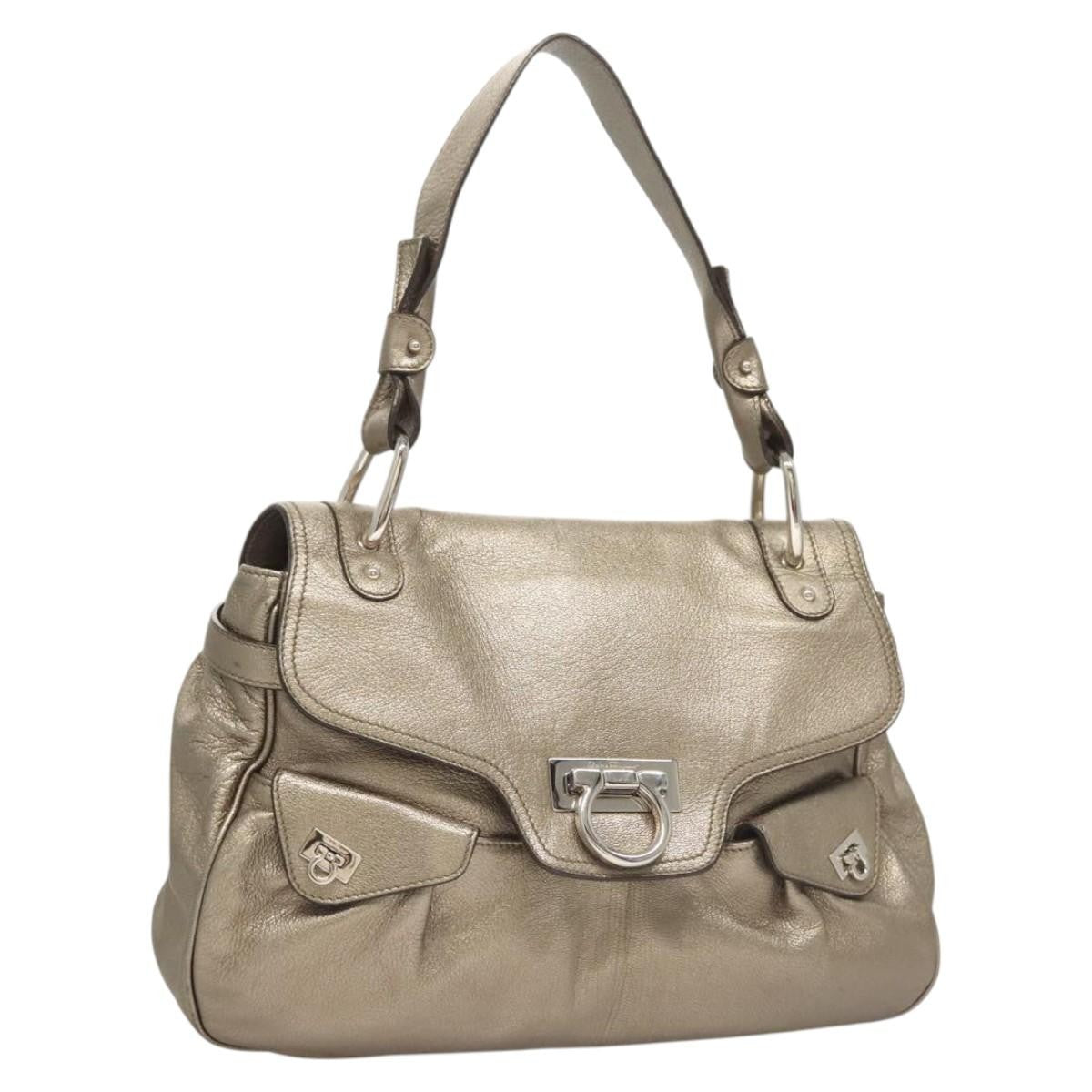 Salvatore Ferragamo Sofia Satchel Leather Gold Leather Shoulder Bag Bag (Pre-Owned)