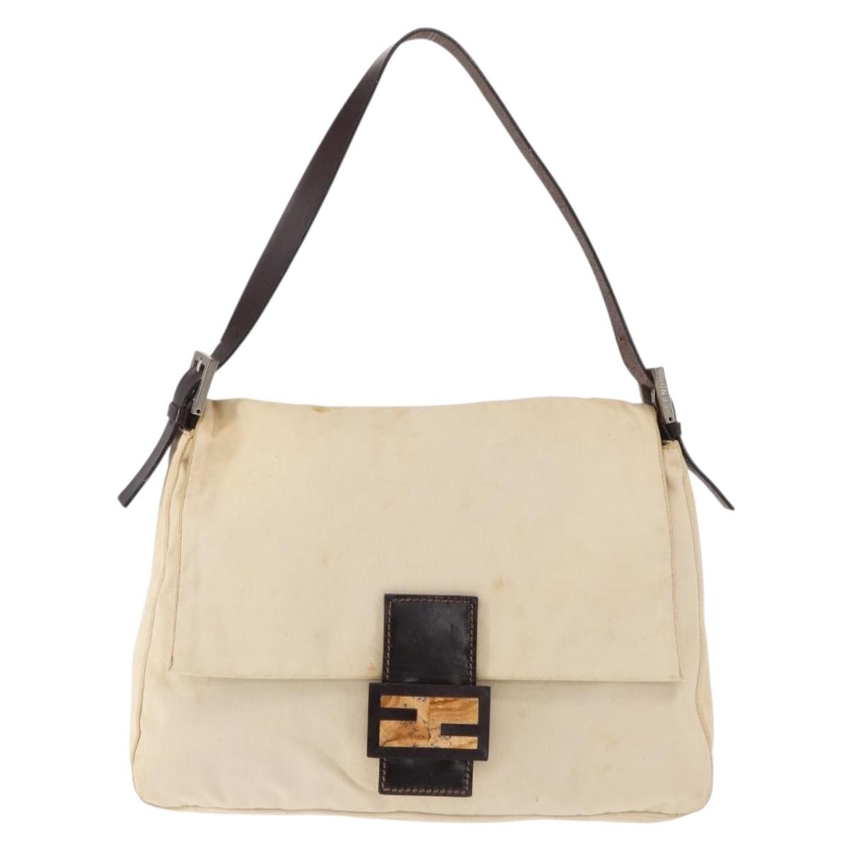Fendi Fendi Mamma Baguette Monogram Beige Canvas Handbag (Pre-Owned)