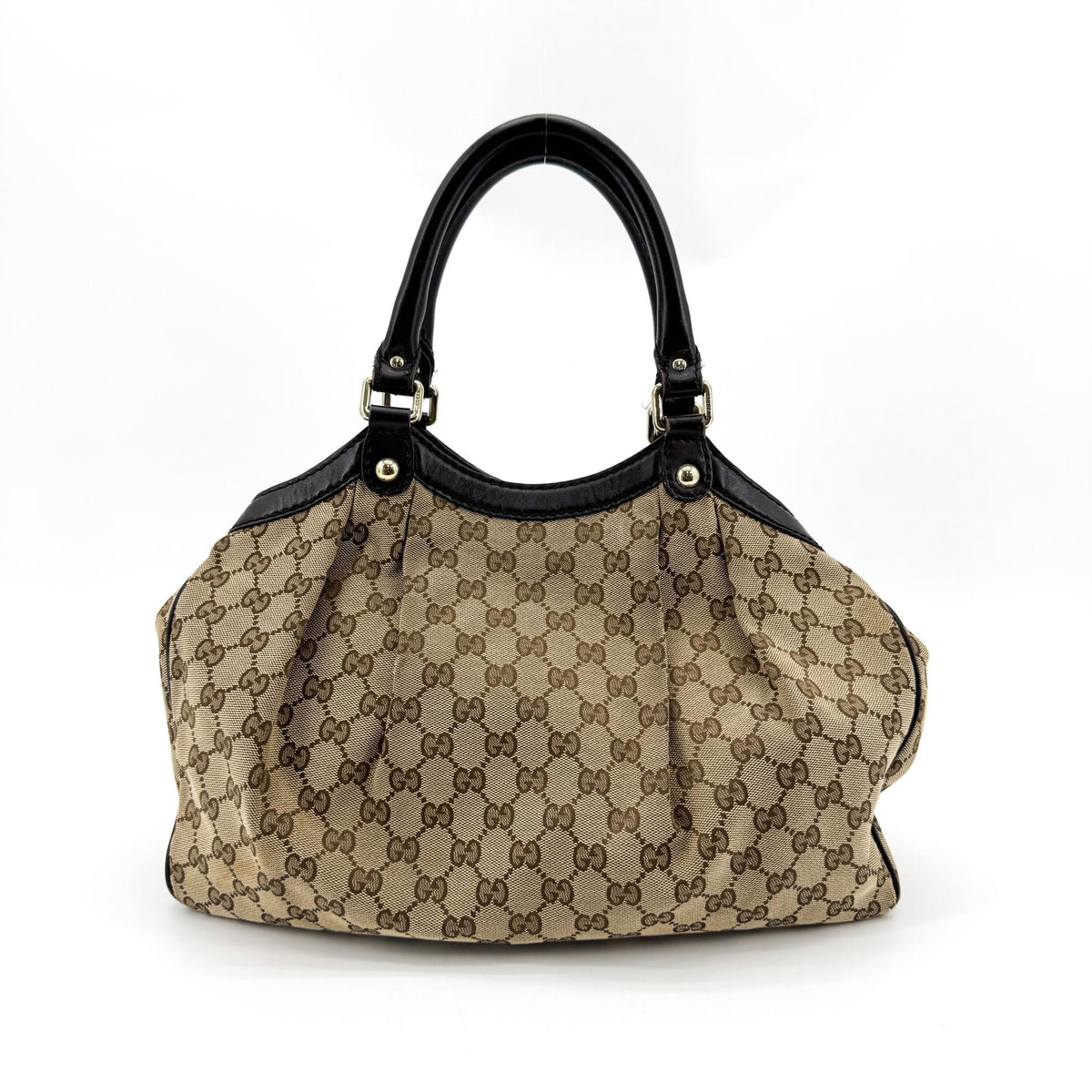 Gucci Sukey Tote Gg Canvas And Leather Beige Canvas Tote Bag Bag (Pre-Owned)