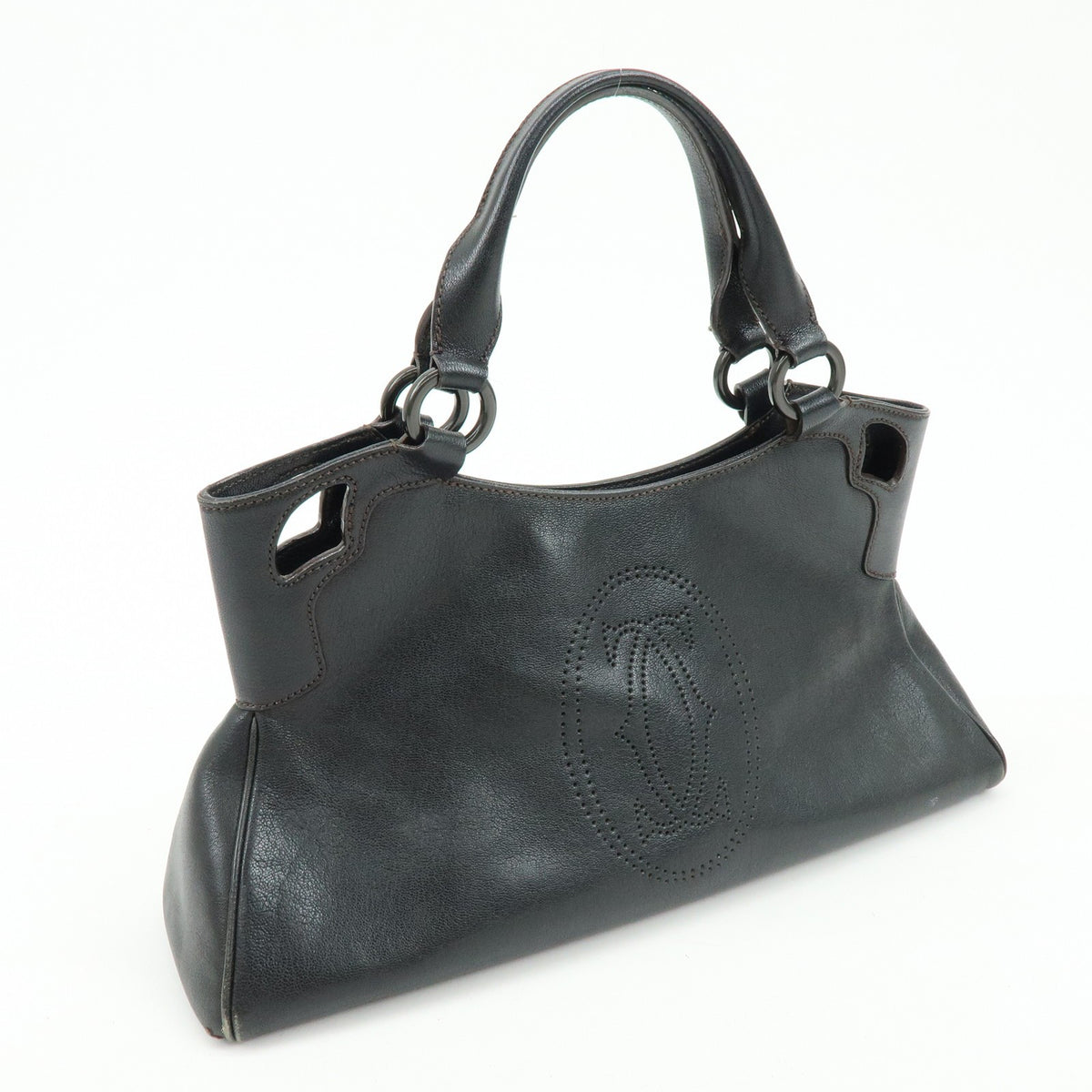 Cartier Marcello Leather Black Leather Handbag (Pre-Owned)