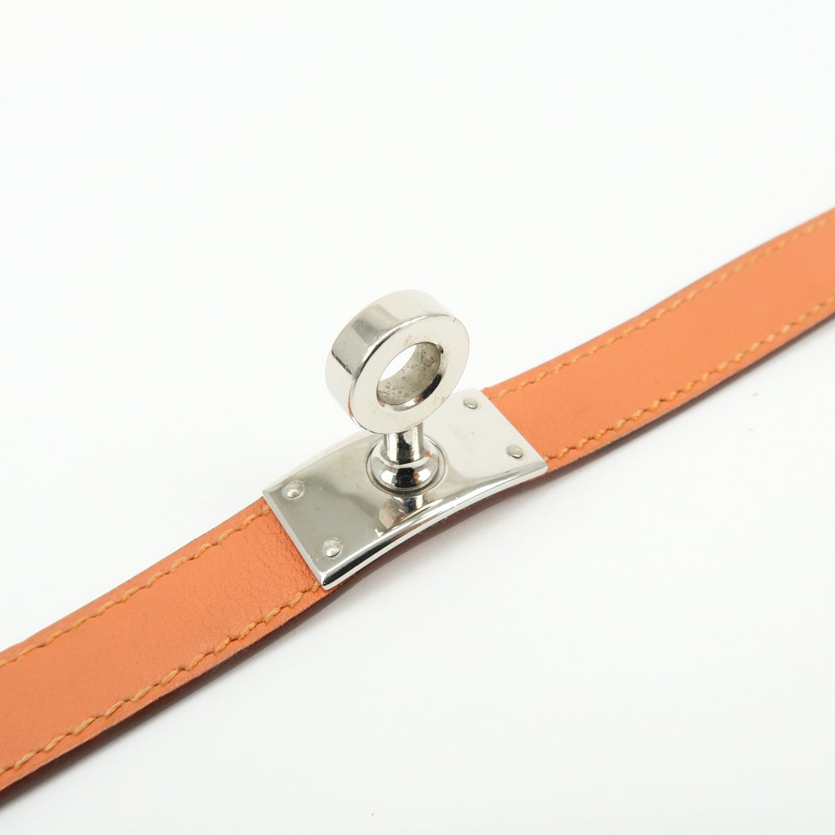 Hermes Kelly Double Tour Leather Orange Leather Bracelet Jewelry (Pre-Owned)