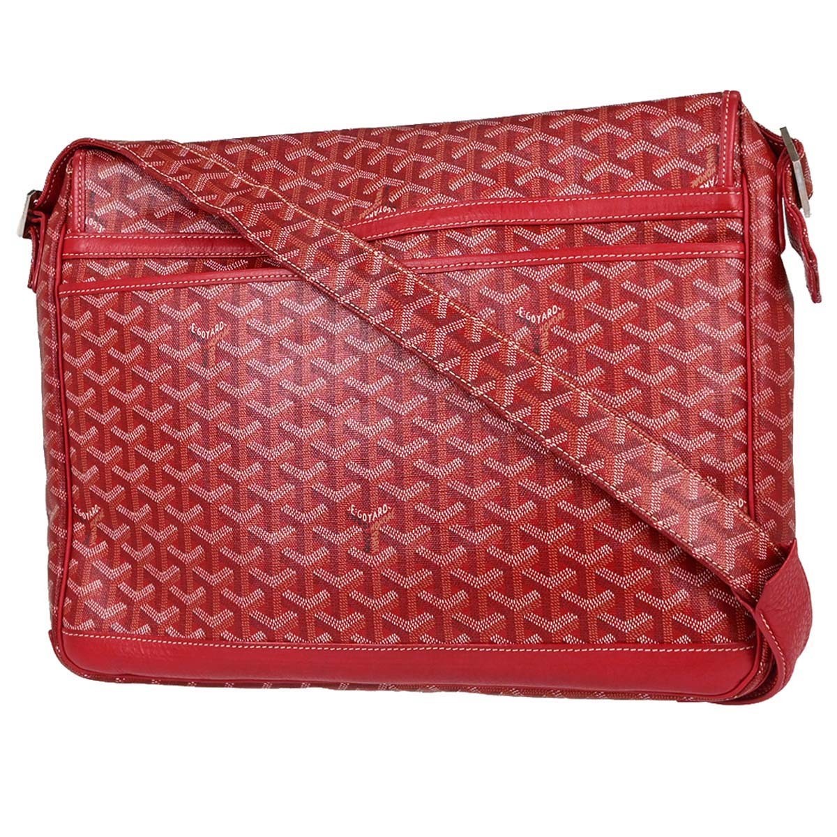Goyard Grand Bleu Messenger Coated Canvas Red Canvas Handbag (Pre-Owned)