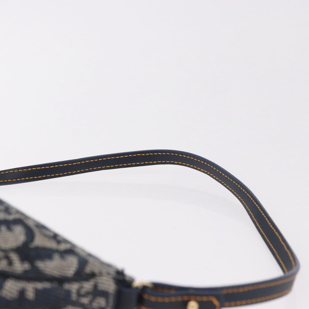 Christian Dior Vintage Saddle Bag Canvas Navy Canvas Clutche & Pouche Bag (Pre-Owned)