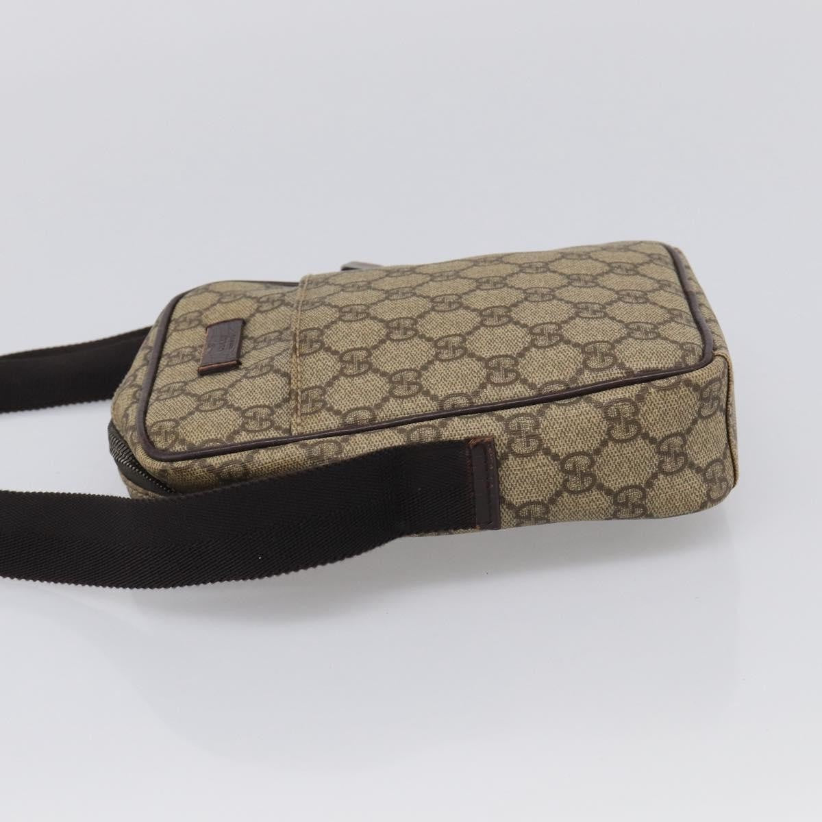 Gucci Vintage Front Pocket Flat Messenger Gg Canvas And Leather Beige Canvas Shoulder Bag Bag (Pre-Owned)
