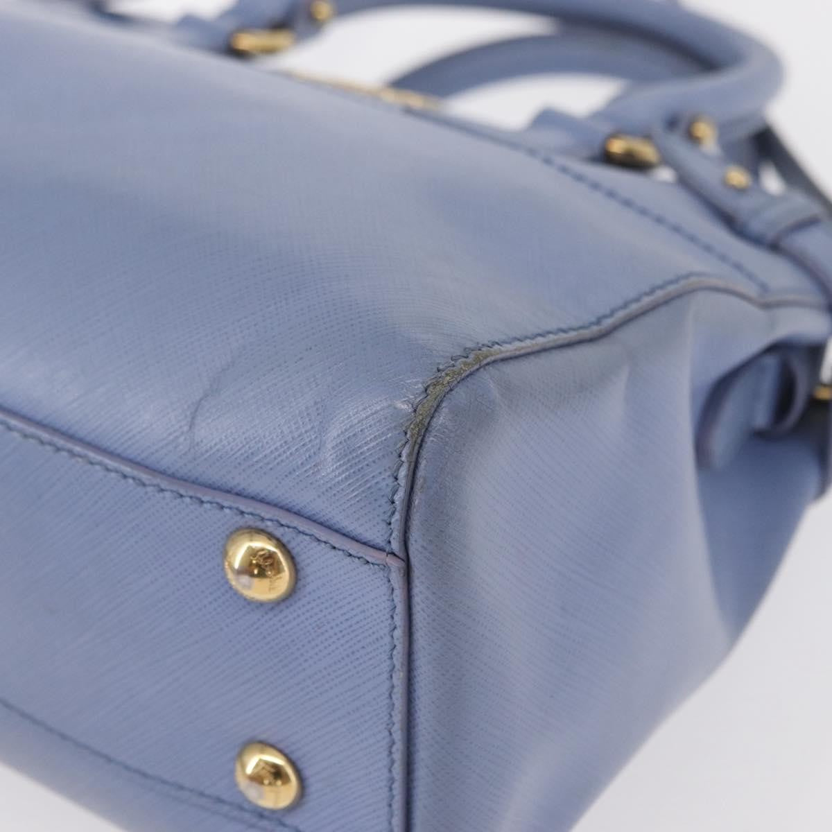 Salvatore Ferragamo Beky Tote Saffiano Leather Blue Leather Handbag (Pre-Owned)