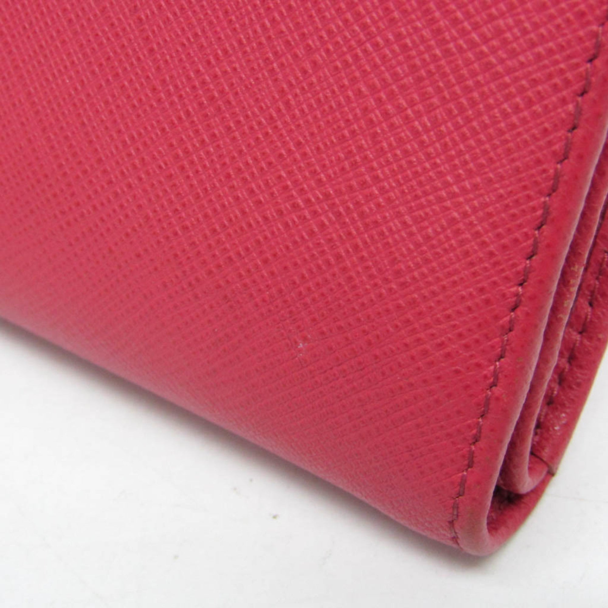 Prada Tab Bifold Saffiano Leather Pink Leather Wallets Accessory (Pre-Owned)