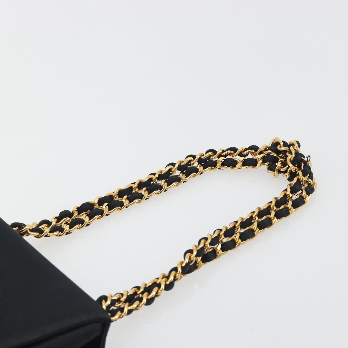 Chanel Vintage Camellia Flap Satin Black Satin Handbag (Pre-Owned)