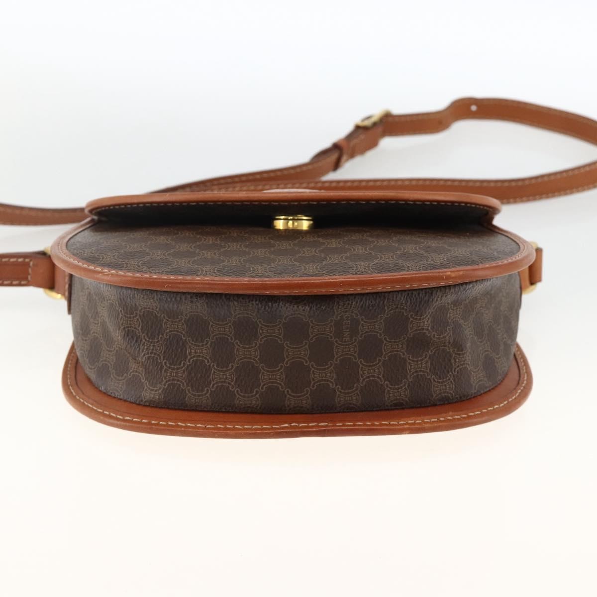 Celine Vintage Macadam Canvas And Leather Brown Canvas Shoulder Bag Bag (Pre-Owned)