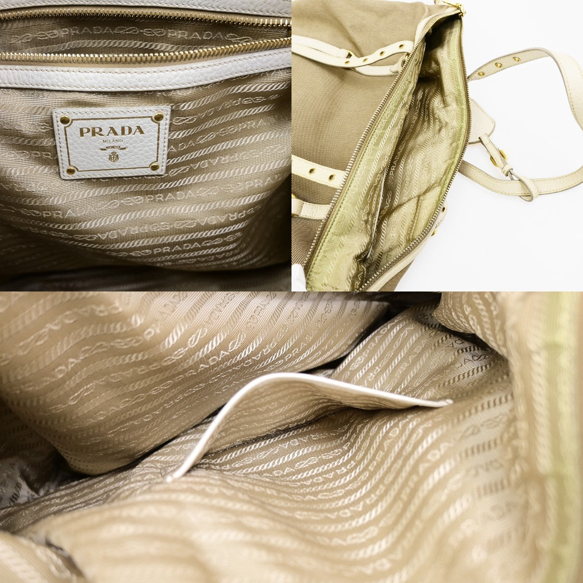 Prada Logo Convertible Shopper Canvas Brown Canvas Tote Bag Bag (Pre-Owned)