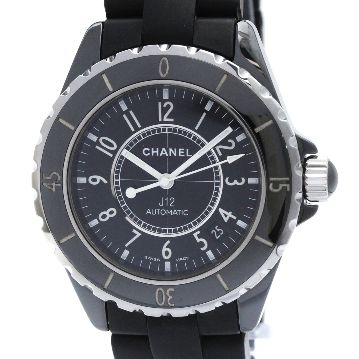 Chanel J12 Automatic Ceramic And Stainless Steel With Diamond Bezel Watch (Pre-Owned)
