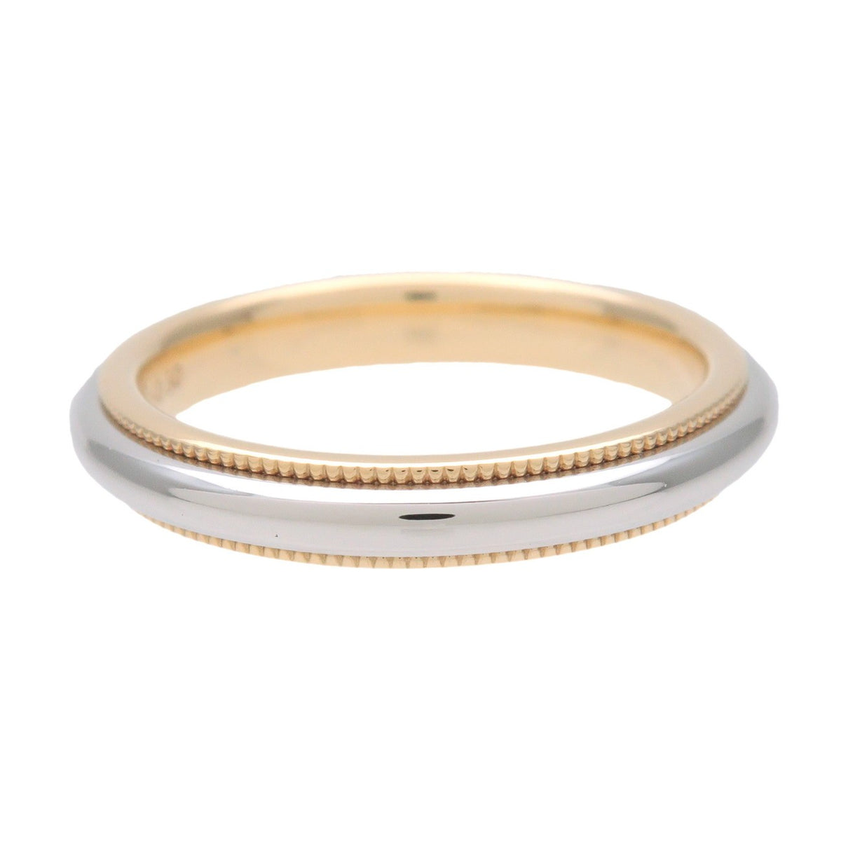 Tiffany & Co. Classic Milgrain Band Platinum With 18K Yellow Gold Yellow Yellow_Gold Ring Jewelry (Pre-Owned)