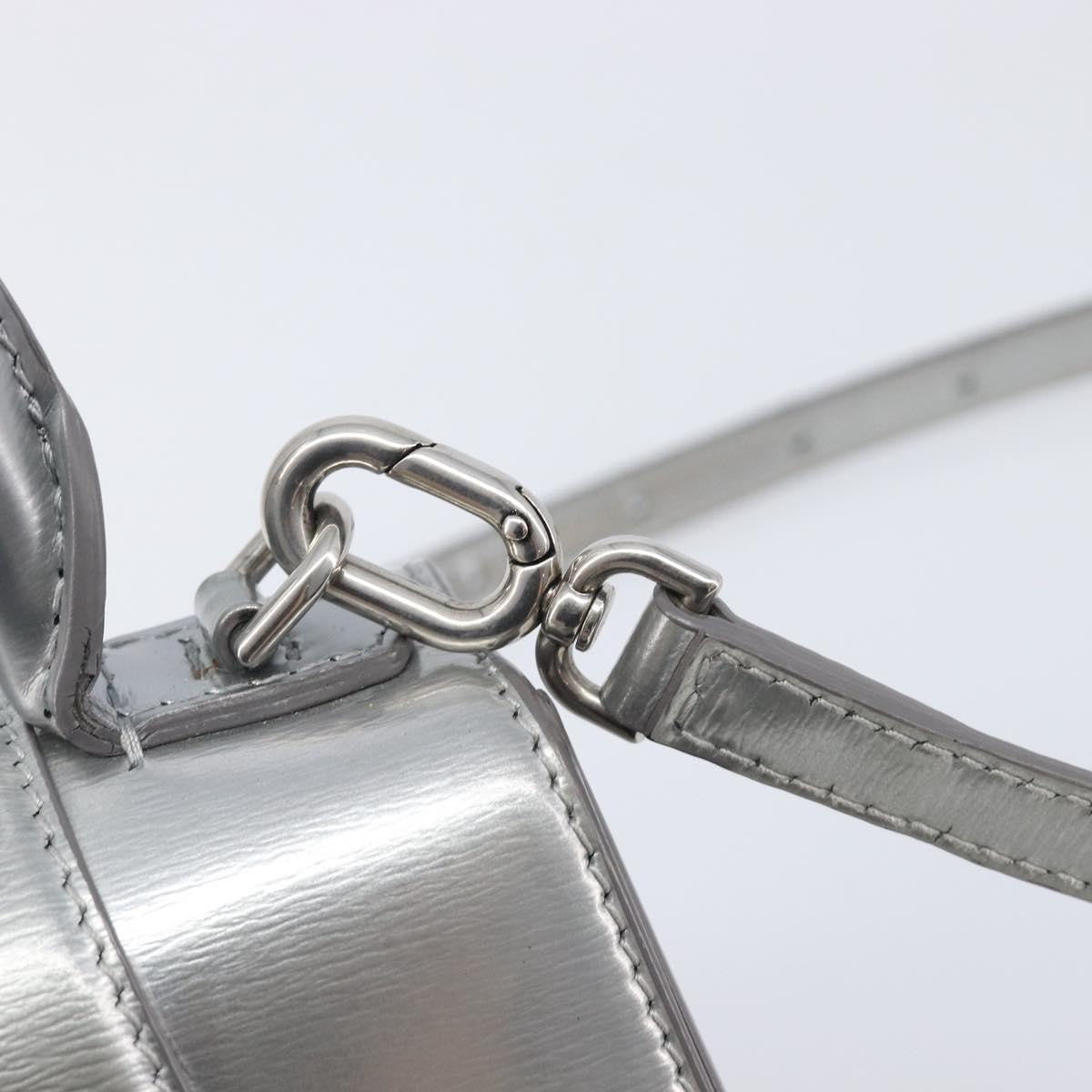 Balenciaga Hourglass Top Handle Leather Silver Leather Handbag (Pre-Owned)