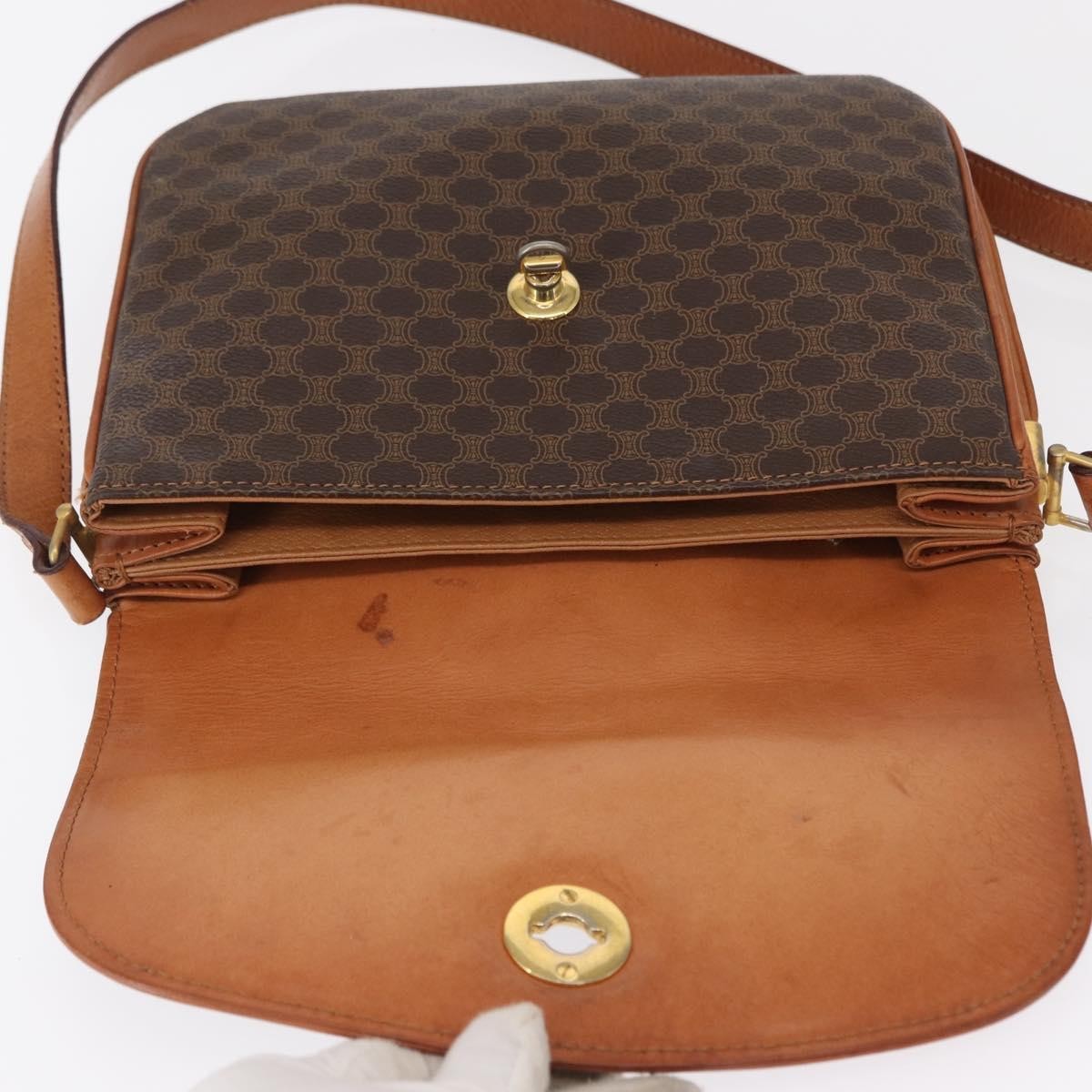 Celine Vintage Macadam Canvas And Leather Brown Canvas Shoulder Bag Bag (Pre-Owned)