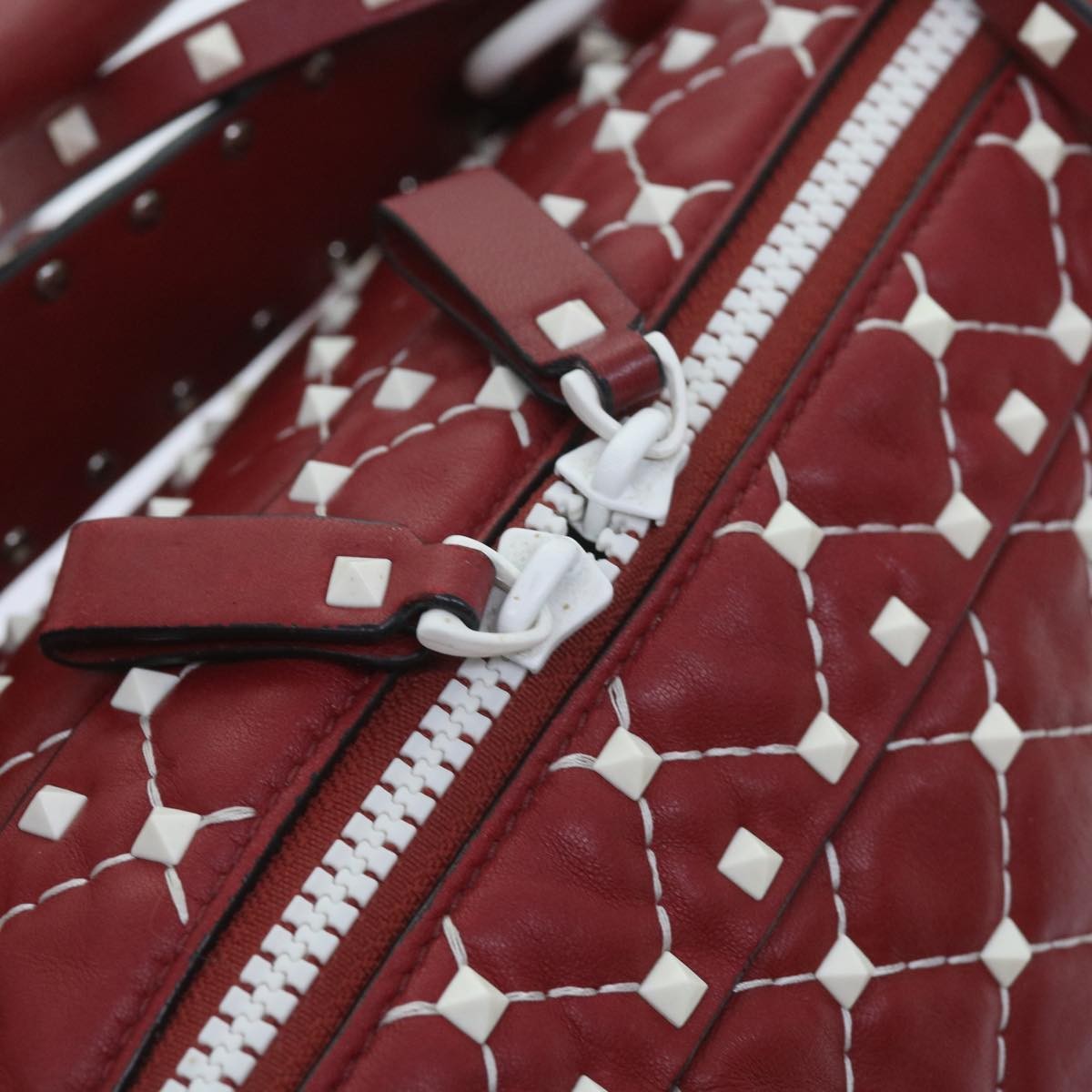 Valentino Garavani Free Rockstud Spike Duffle Quilted Leather Red Leather Shoulder Bag Bag (Pre-Owned)