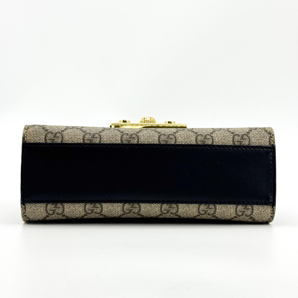 Gucci Padlock Top Handle Gg Coated Canvas And Leather Black Canvas Handbag (Pre-Owned)