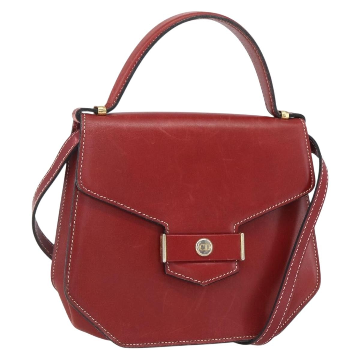 Christian Dior Vintage Leather Red Leather Handbag (Pre-Owned)