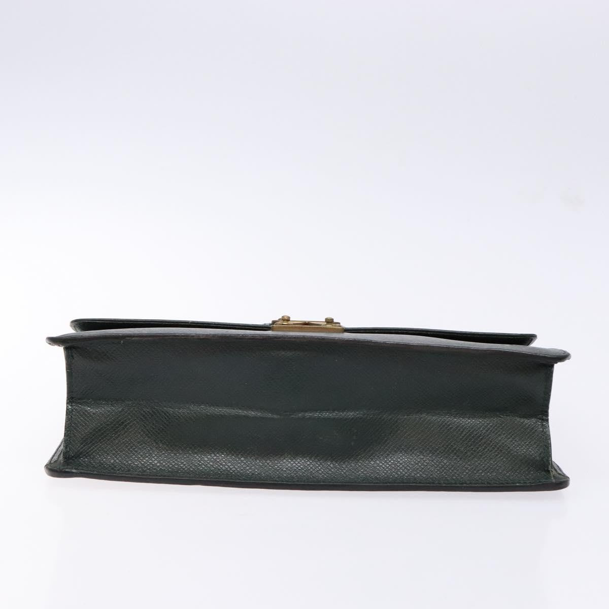 Louis Vuitton Serviette Kourad Taiga Leather Green Leather Clutche & Pouche Bag (Pre-Owned)