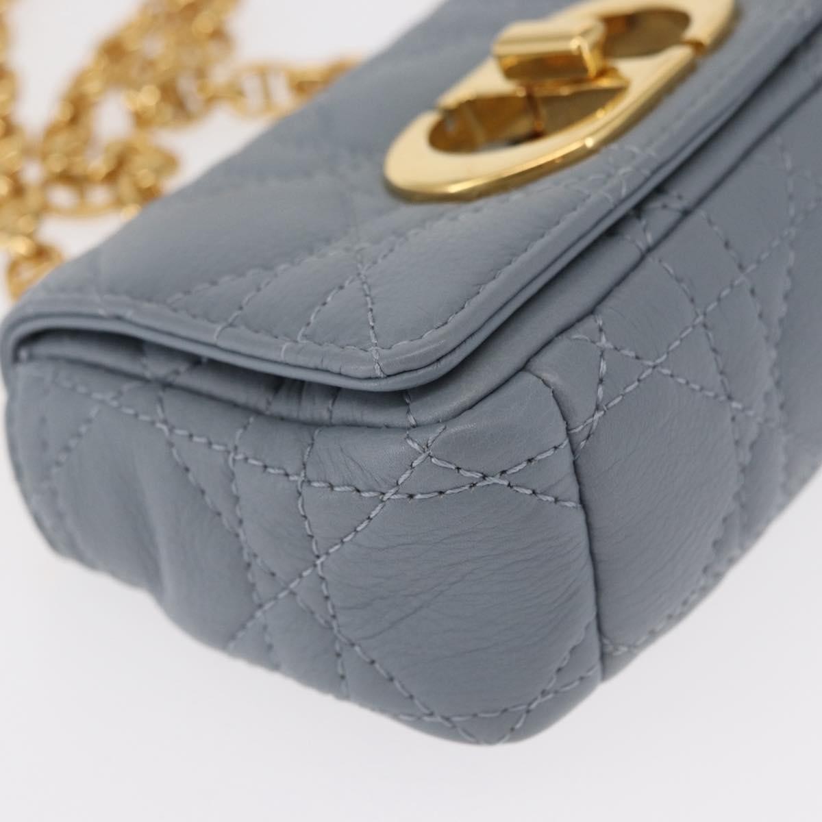 Christian Dior Caro Cannage Quilt Calfskin Blue Leather Shoulder Bag Bag (Pre-Owned)