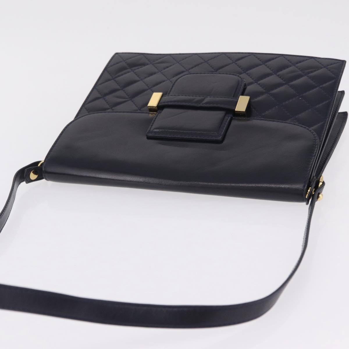 Saint Laurent Vintage Shoulder Bag Leather Navy Leather Shoulder Bag Bag (Pre-Owned)