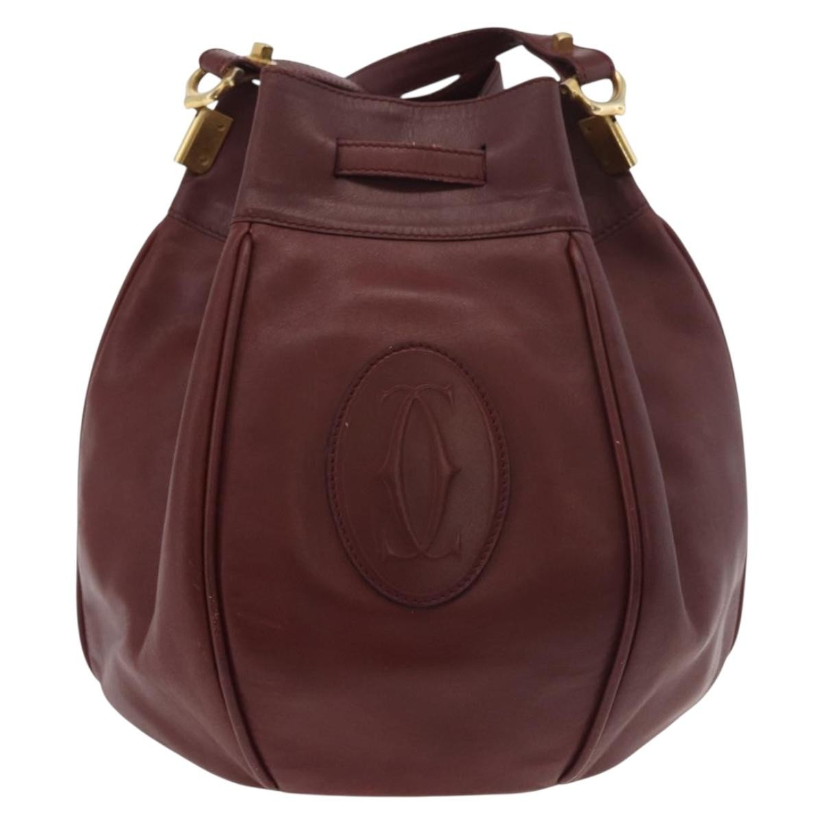 Cartier Must De Cartier Leather Burgundy Leather Shoulder Bag Bag (Pre-Owned)