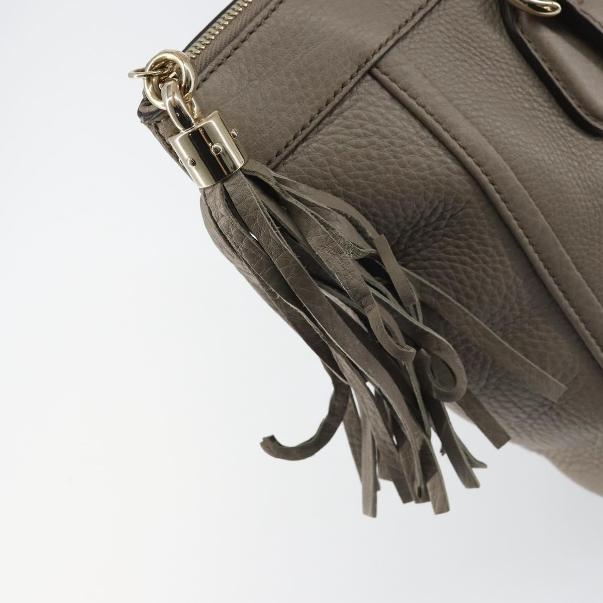 Gucci Soho Convertible Soft Top Handle Leather Gray Leather Handbag (Pre-Owned)