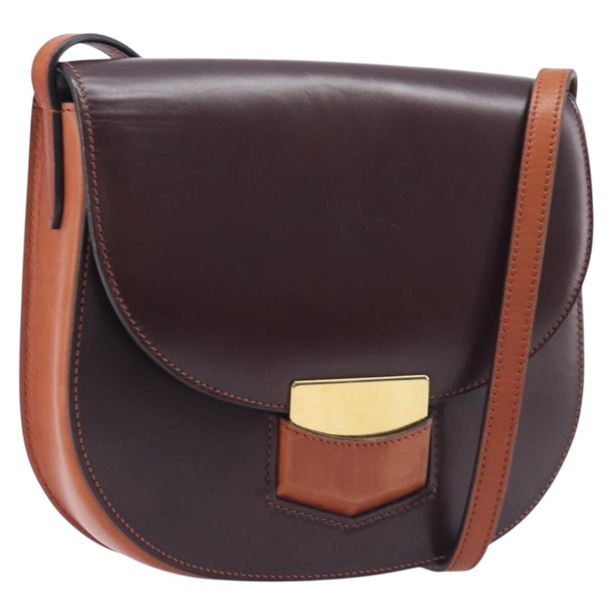 Celine Trotteur Calfskin Brown Leather Crossbody Bag Bag (Pre-Owned)