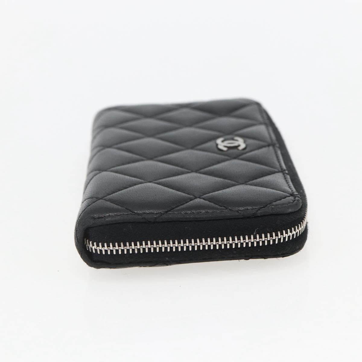 Chanel Zip Around Organizer Quilted Lambskin Black Leather Wallets Accessory (Pre-Owned)