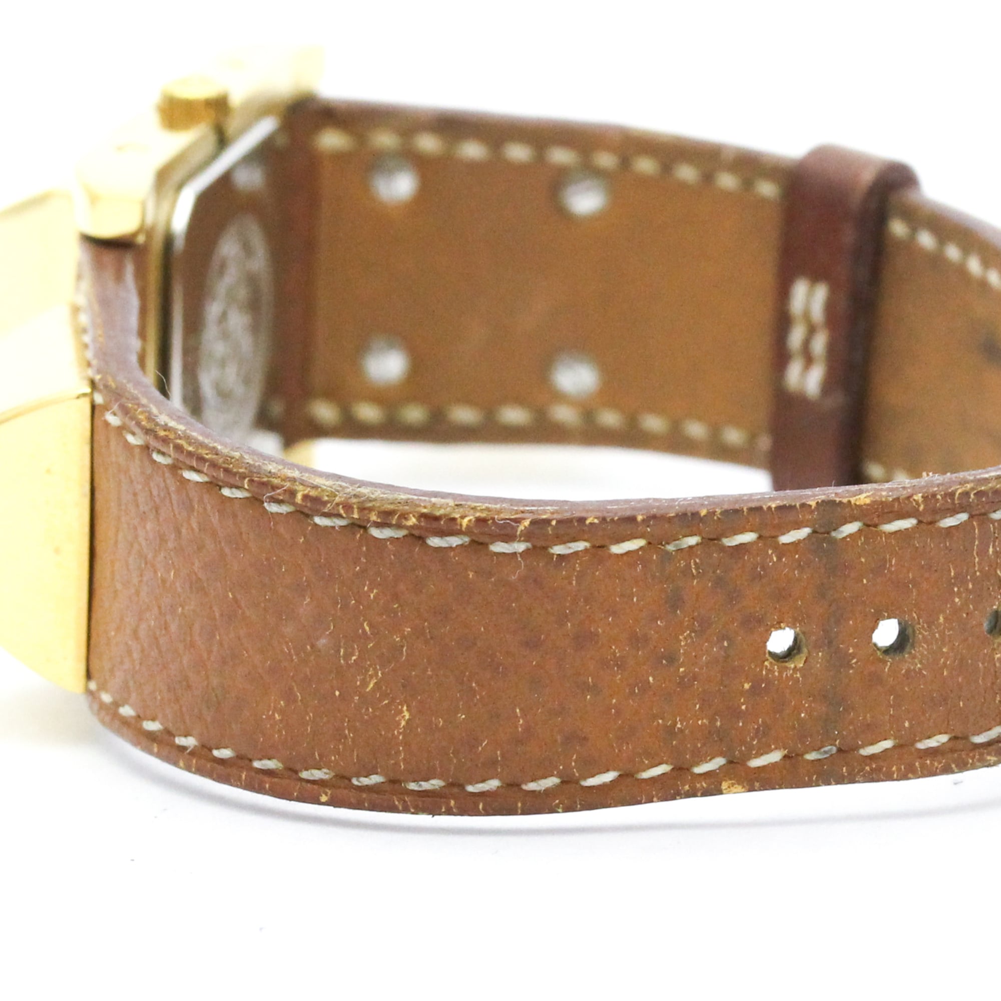 Hermes Medor Quartz Plated Metal And Leather Watch (Pre-Owned)