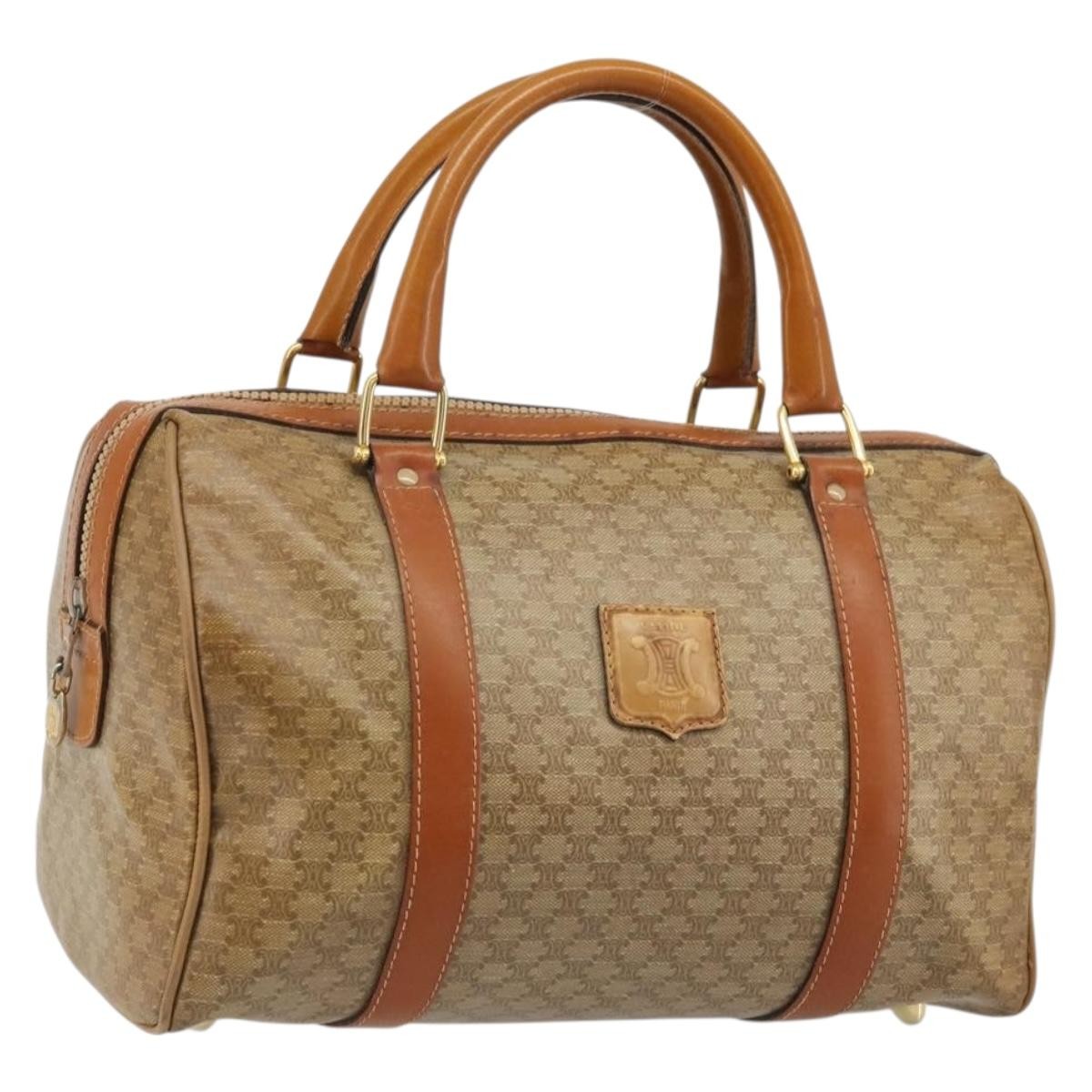 Celine Vintage Macadam Canvas And Leather Beige Canvas Handbag (Pre-Owned)