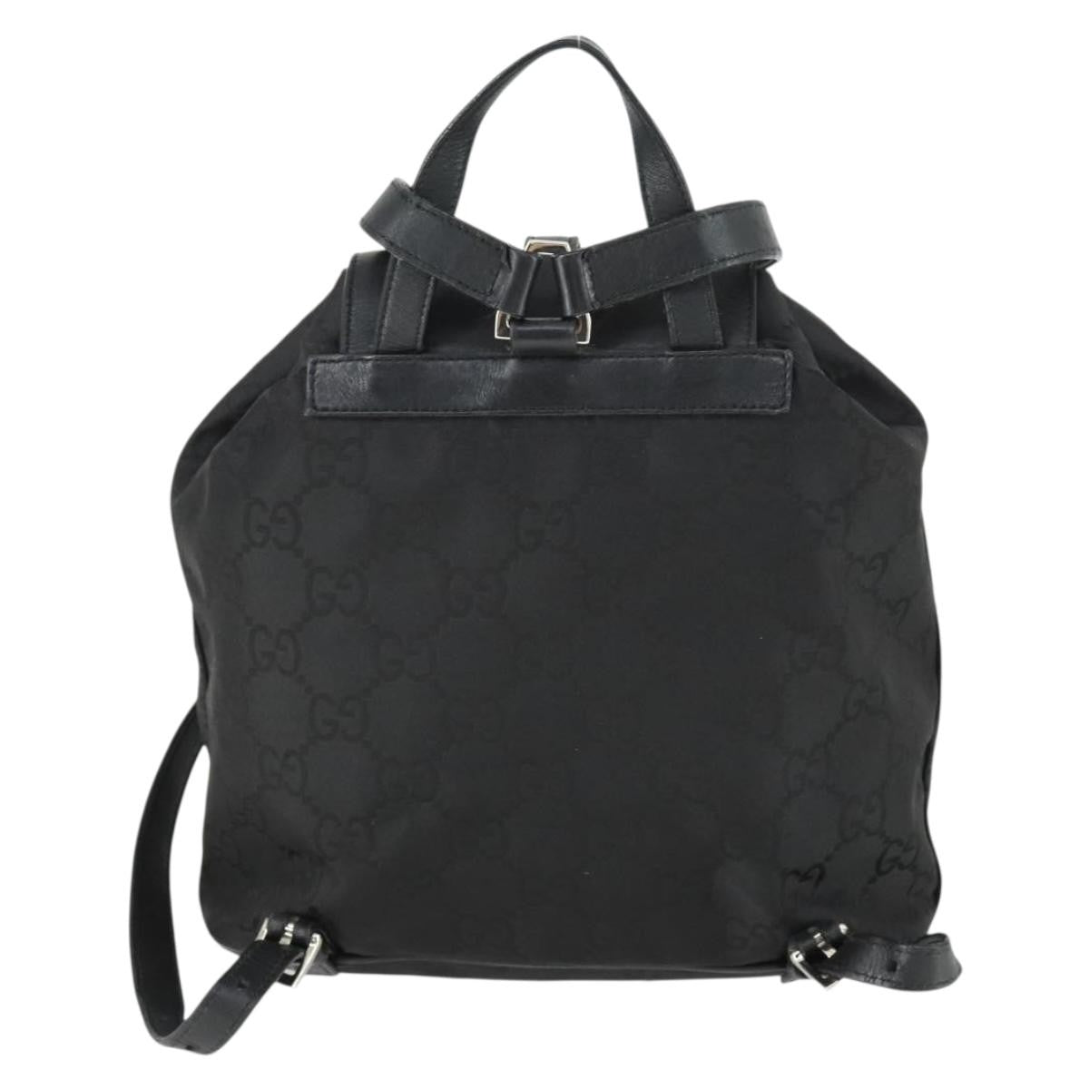 Gucci Vintage Jackie Gg Canvas And Leather Black Canvas Backpack Bag (Pre-Owned)