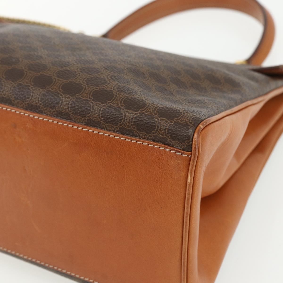 Celine Vintage Macadam Canvas And Leather Brown Canvas Handbag (Pre-Owned)