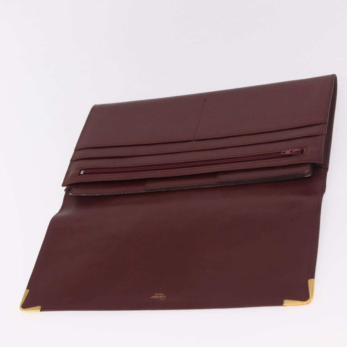 Cartier Must De Cartier Leather Burgundy Leather Clutche & Pouche Bag (Pre-Owned)