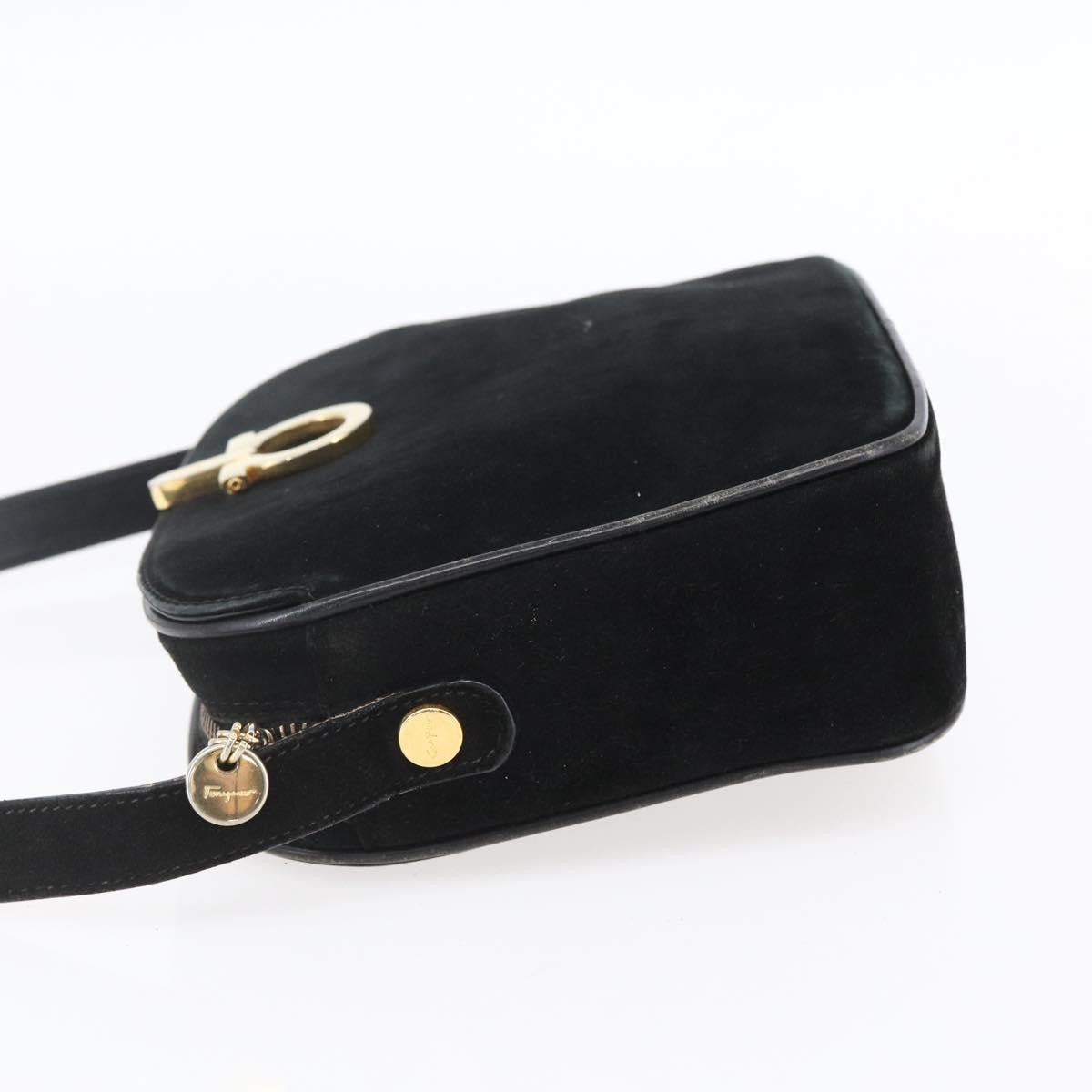 Salvatore Ferragamo Gancini Suede Black Suede Shoulder Bag Bag (Pre-Owned)