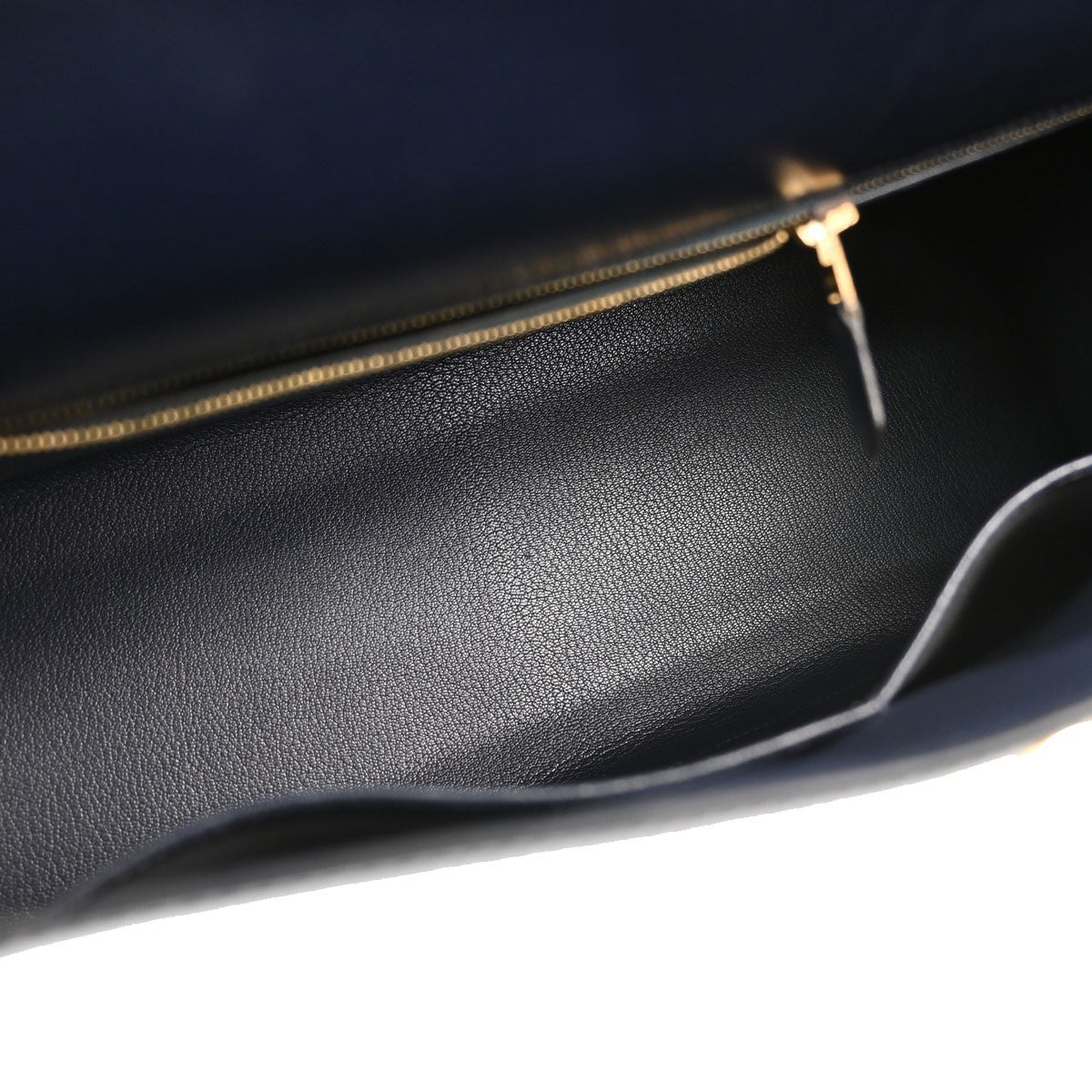 Hermes Kelly Blue Box Calf With Gold Hardware Blue Calfskin Handbag (Pre-Owned)