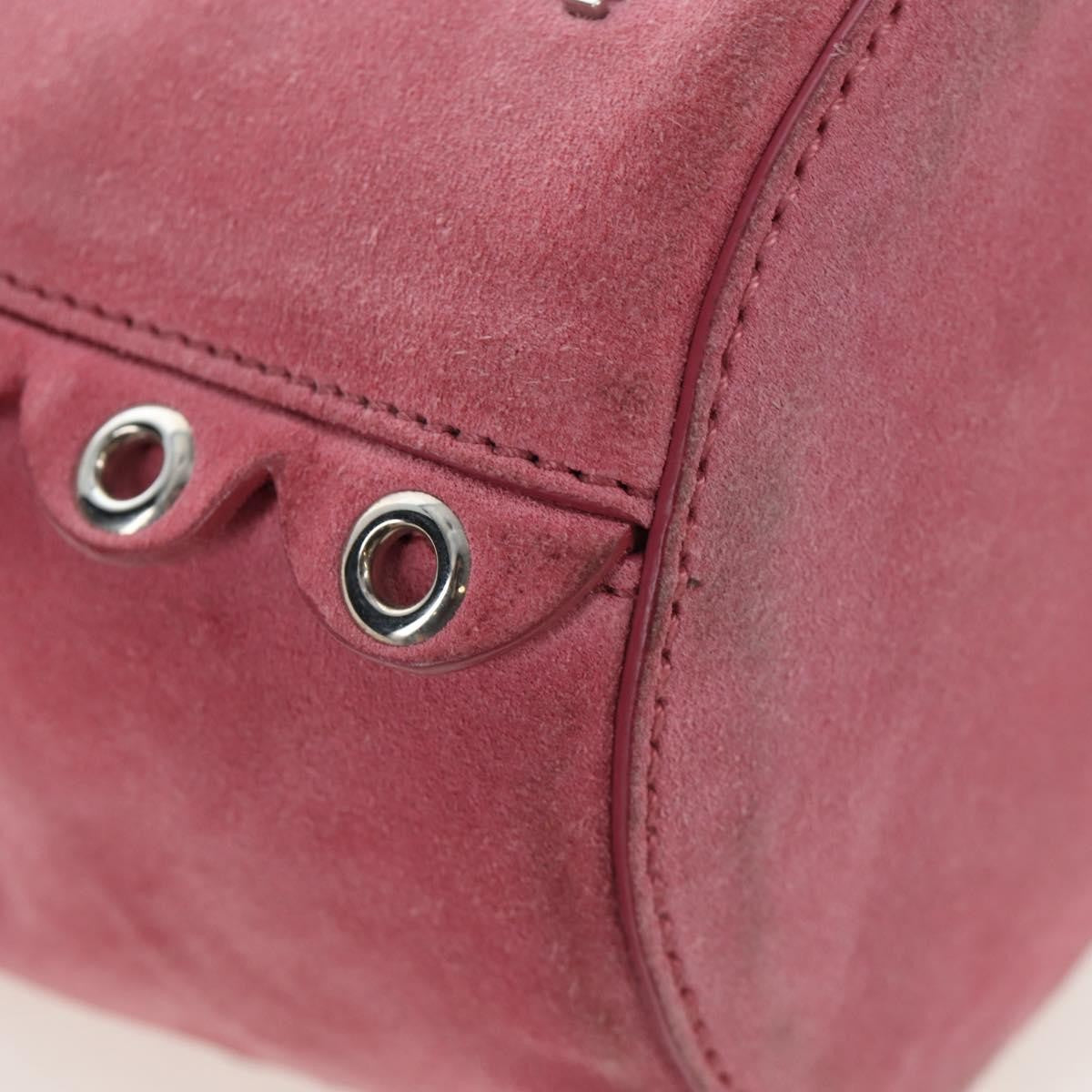 Miu Miu Convertible Bucket Leather With Applique Pink Suede Handbag (Pre-Owned)