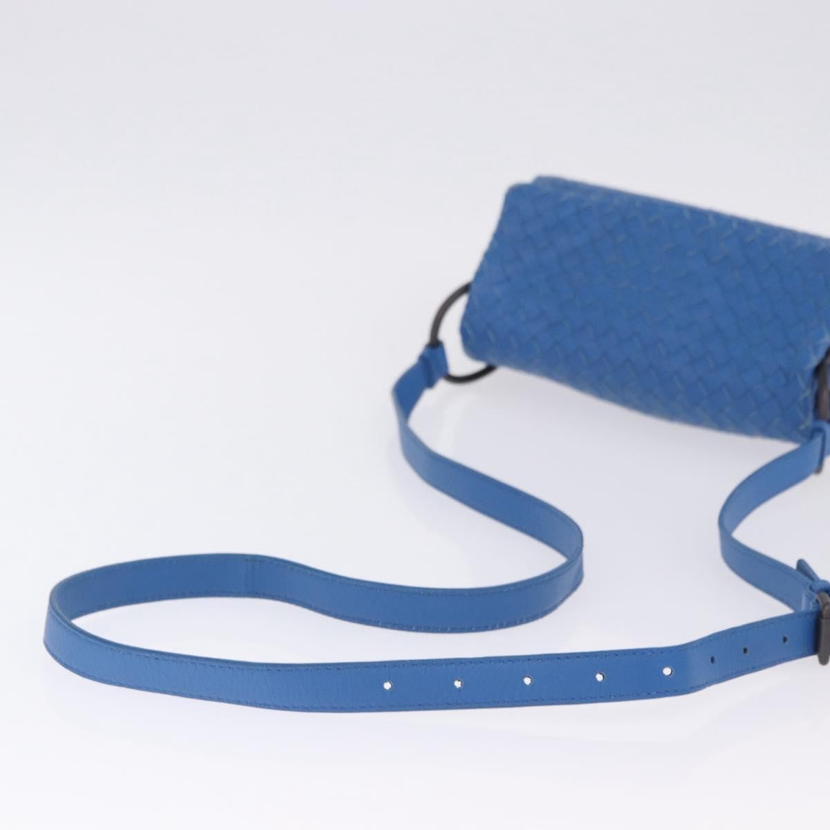 Bottega Veneta Adjustable Flap Intrecciato Nappa Blue Leather Shoulder Bag Bag (Pre-Owned)