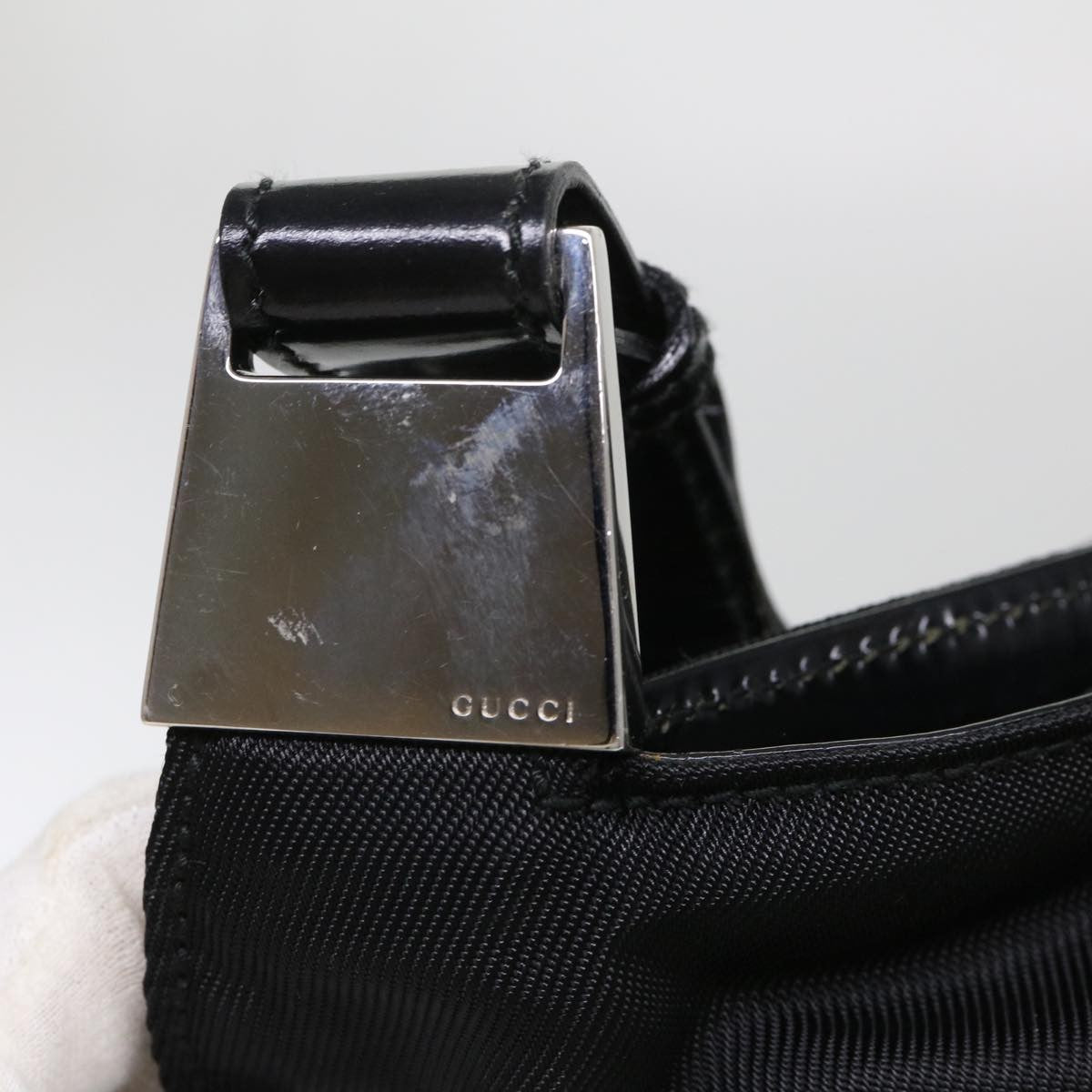 Gucci Boston Nylon Black Nylon Travel Bag Bag (Pre-Owned)