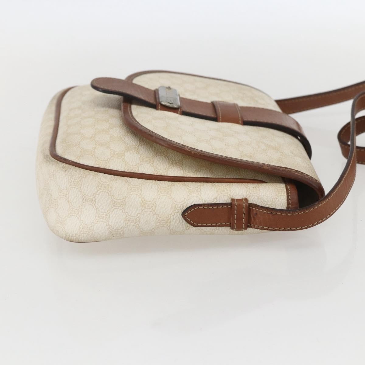 Celine Vintage Macadam Canvas And Leather White Canvas Shoulder Bag Bag (Pre-Owned)
