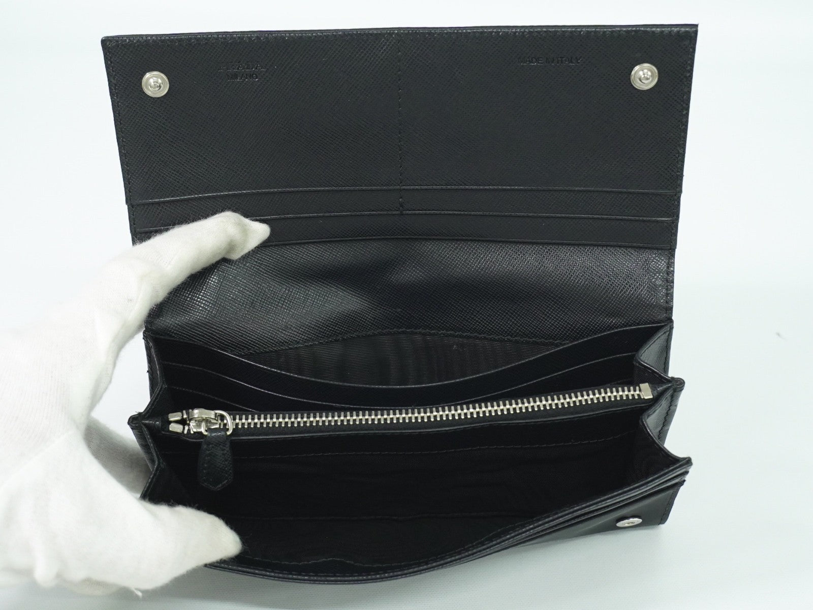 Prada Continental Tessuto Black Nylon Wallets Accessory (Pre-Owned)