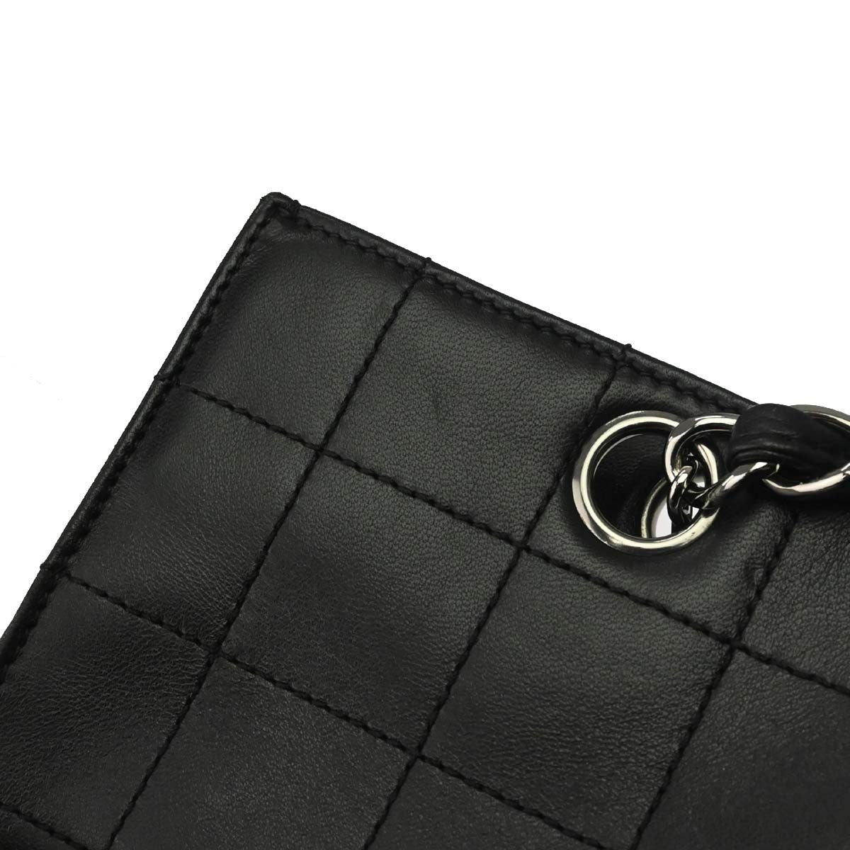 Chanel Chocolate Bar Cc Tote Quilted Leather Black Leather Tote Bag Bag (Pre-Owned)