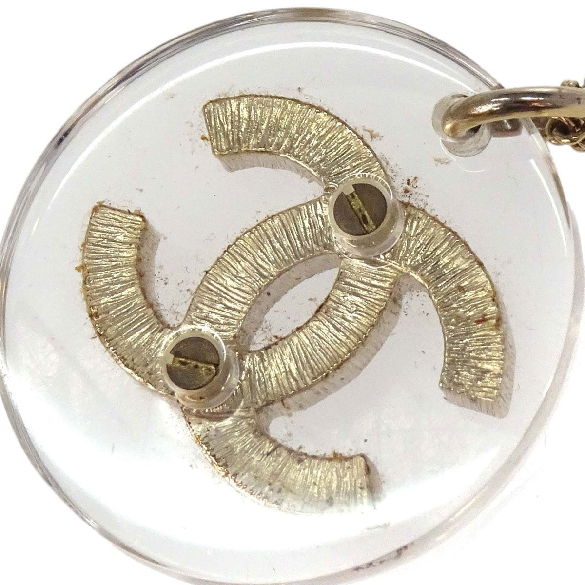 Chanel Cc Pendant Metal With Enamel And Faux Pearl Gold Gold_Plated Necklace Jewelry (Pre-Owned)