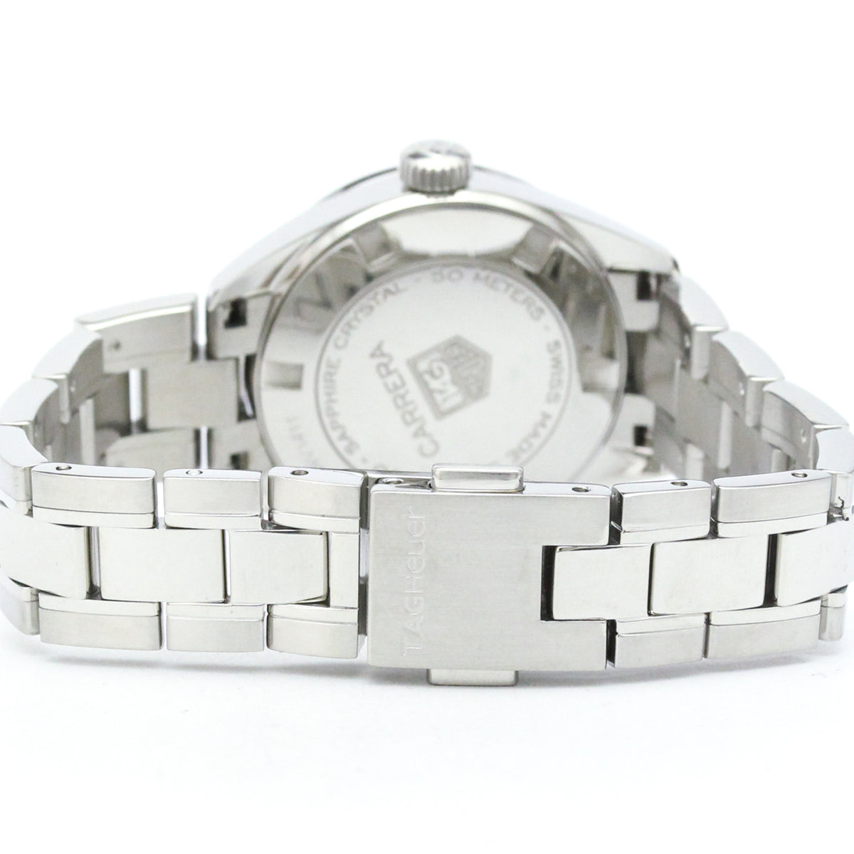 Tag Heuer Carrera Quartz Stainless Steel With Mother Of Pearl And Diamonds Markers Watch (Pre-Owned)