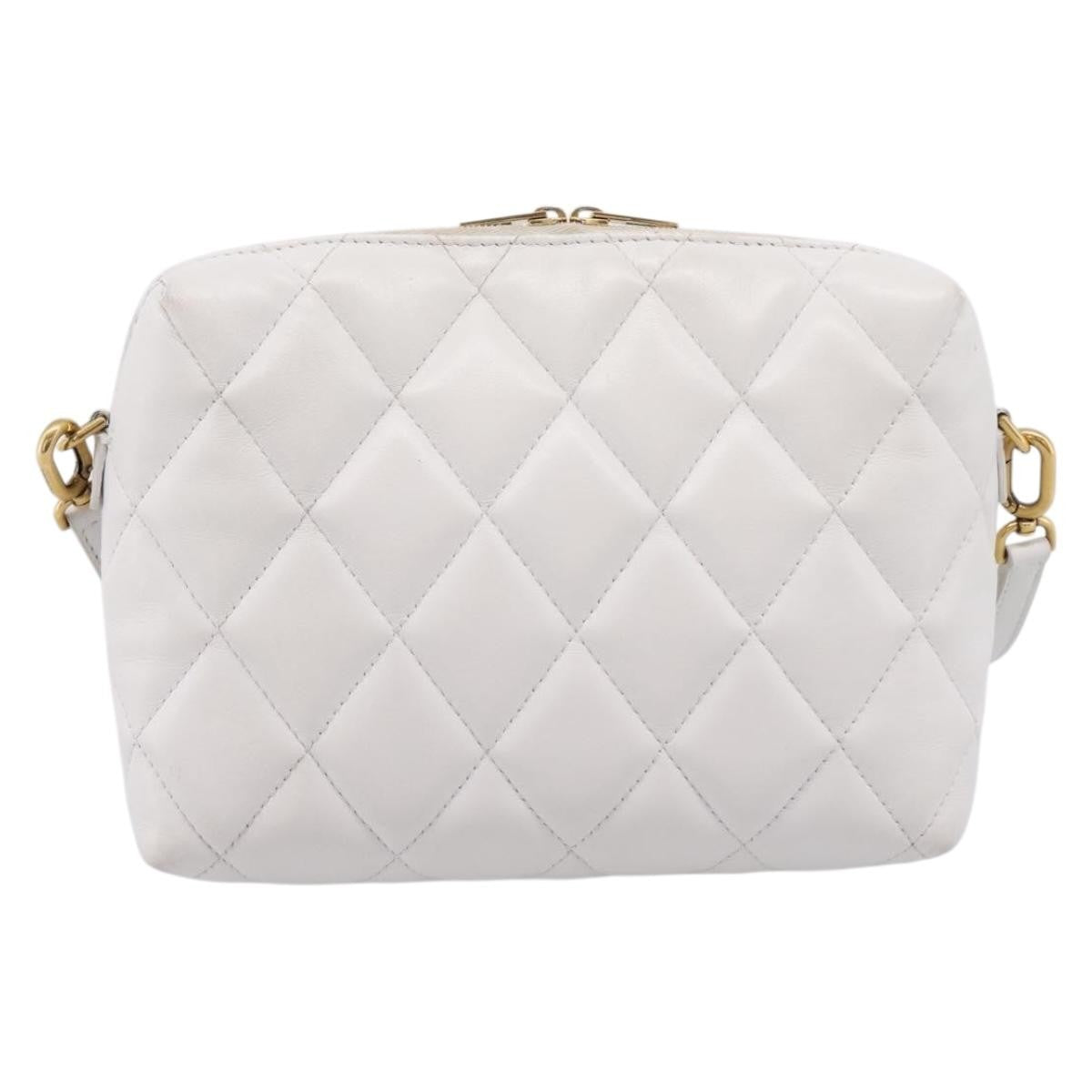 Balenciaga Touch B. Camera Quilted Leather White Leather Handbag (Pre-Owned)