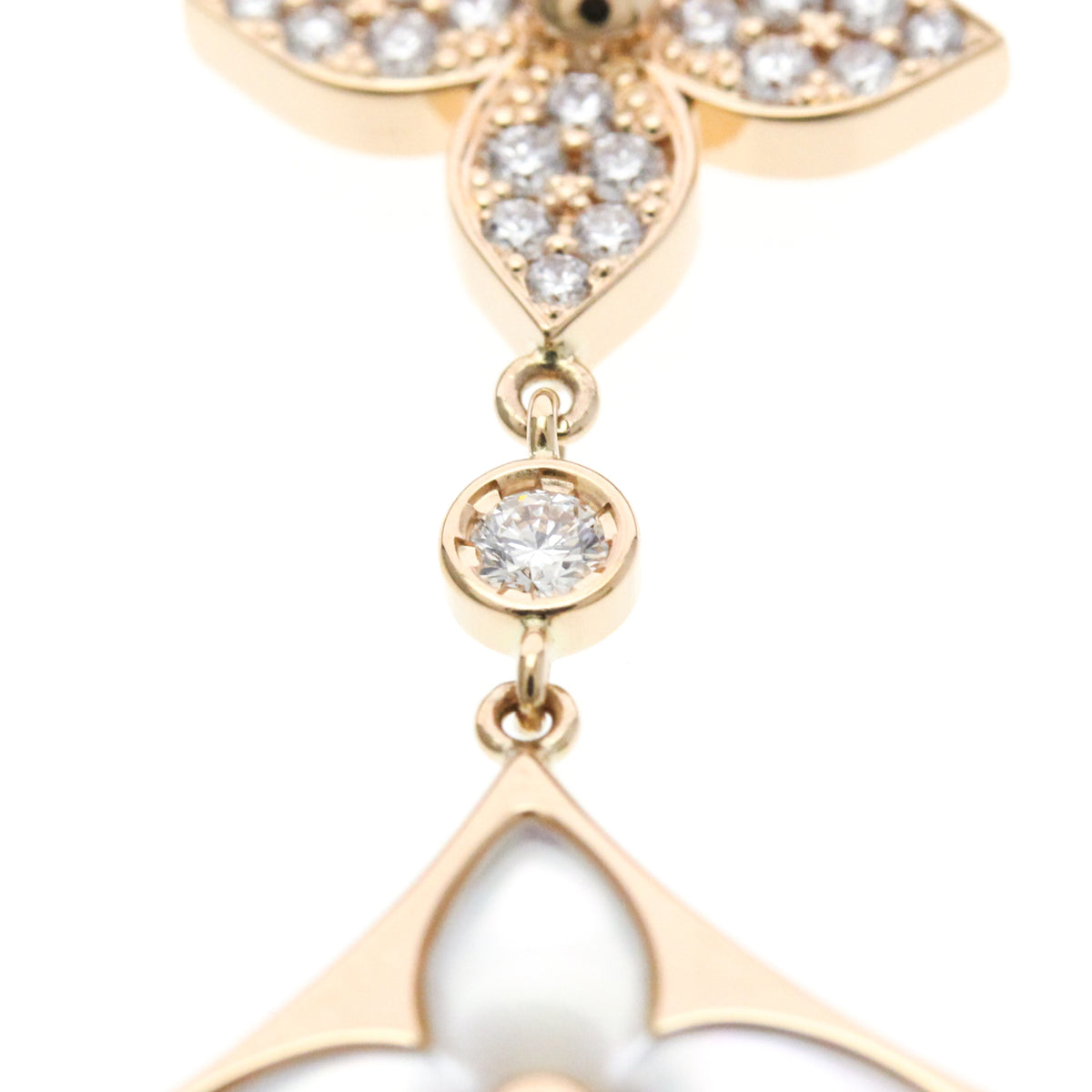 Louis Vuitton Color Blossom Lariat 18K Rose Gold With Mother Of Pearl And Diamond Gold Pink_Gold Necklace Jewelry (Pre-Owned)