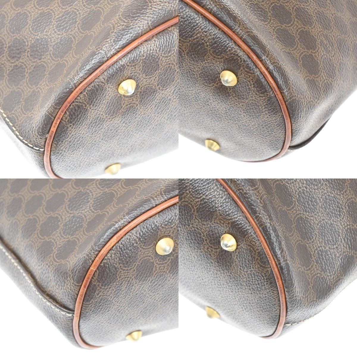 Celine Vintage Macadam Canvas And Leather Brown Canvas Tote Bag Bag (Pre-Owned)