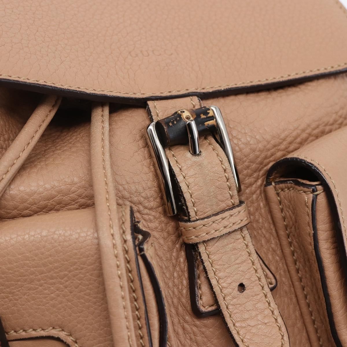 Gucci Vintage Bamboo Leather Beige Leather Backpack Bag (Pre-Owned)