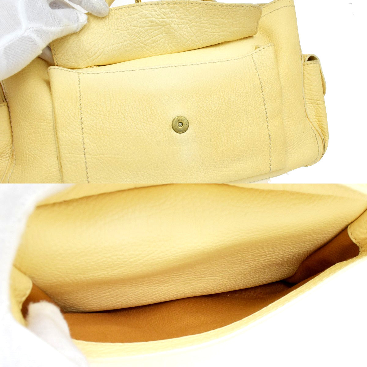 Celine Boogie Satchel Leather Yellow Leather Handbag (Pre-Owned)