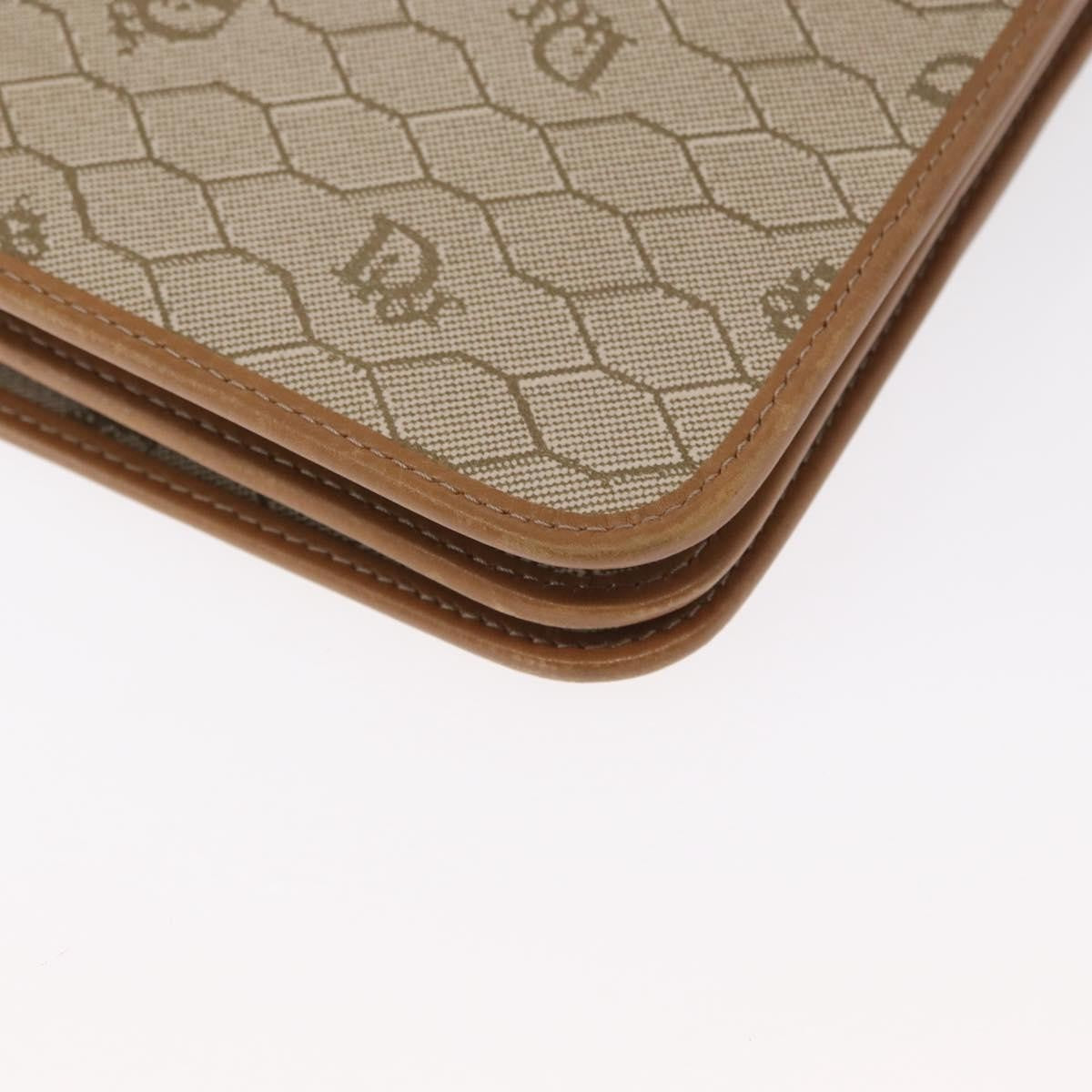 Christian Dior Vintage Honeycomb Zip Coated Canvas Beige Canvas Clutche & Pouche Bag (Pre-Owned)