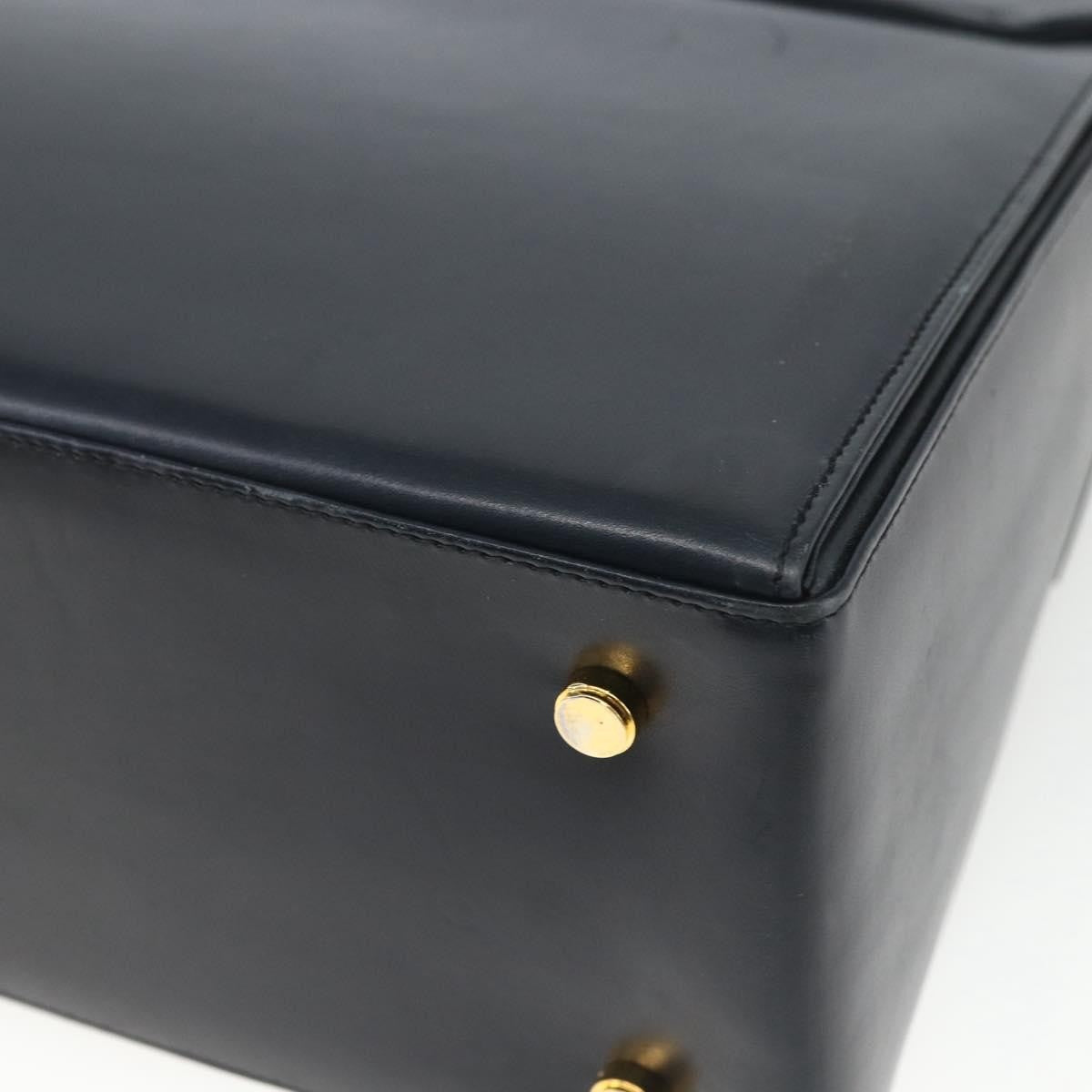 Salvatore Ferragamo Gancini Convertible Top Handle Leather Navy Leather Handbag (Pre-Owned)